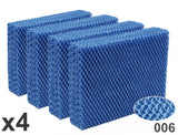 REUSABLE WICK FILTER HUMIDIFIER , WASHABLE, REPLACEMENT FOR AIRCARE HDC-12, KENMORE 14911, ESSICK ES12, Four-pack of Natural-Breeze washable and reusable humidifier filters, model NB-006x4, shown stacked in front of product packaging