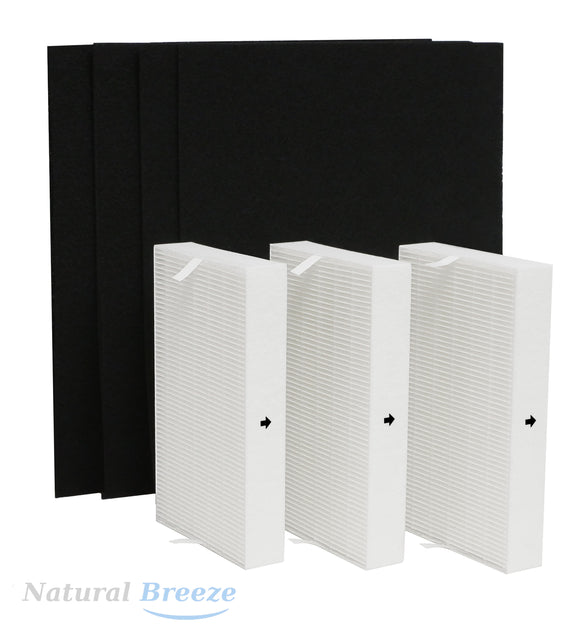 Replacement Filter for Honeywell HPA300 3 Pack HEPA Filter and 4 Precut Activated Carbon Pre Filters