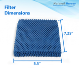 Dimensions of reusable Dura Ester humidifier filter in inches
Size specifications of washable wick filter – width, height, depth
Measurement diagram for reusable humidifier filter made with Dura Ester
Filter dimensions chart – Dura Ester washable humidifier filter